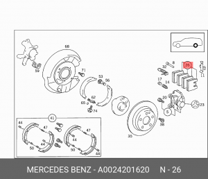 Колодки тормозные дисковые A0024201620 MERCEDES BENZ
