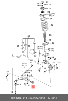 Опора шаровая подвески 54530-4D000 HYUNDAI KIA