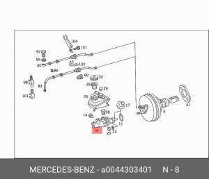 Цилиндр тормозной главный A 004 430 34 01 MERCEDES BENZ