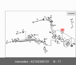 Подшипник ступицы колеса (комплект) A 210 330 01 51 MERCEDES BENZ