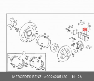Колодки тормозные дисковые A0024205120 MERCEDES BENZ
