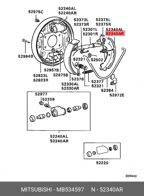 Механизм тормозной барабанный в сборе (комплект) MB534597 MITSUBISHI
