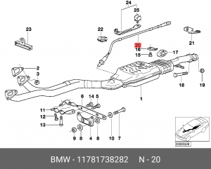 Датчик кислородный (лямбда-зонд) 11 78 1 738 282 BMW
