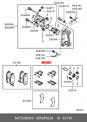 Колодки тормозные дисковые MR389628 MITSUBISHI