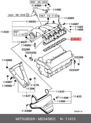 Прокладка впускного коллектора MD345802 MITSUBISHI