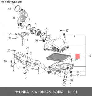 Фильтр воздушный 0K2A5-13Z40A HYUNDAI KIA