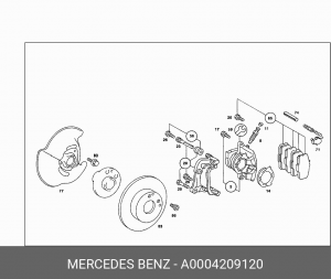 Колодки тормозные дисковые A0004209120 MERCEDES BENZ