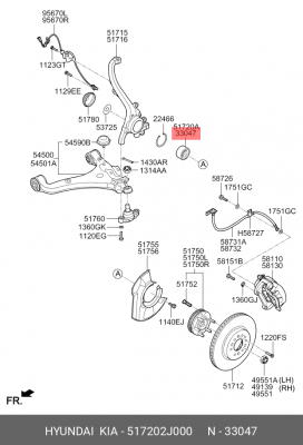 Подшипник ступицы колеса 517202J000 HYUNDAI KIA
