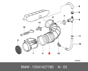 Патрубок подачи воздуха в ДВС 13 54 1 427 780 BMW