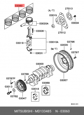 Кольца поршневые (комплект) MD133485 MITSUBISHI