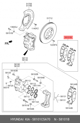 Колодки тормозные дисковые 58101C5A70 HYUNDAI KIA