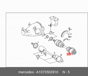 Вал привода колеса в сборе с ШРУСами A 107 350 28 10 MERCEDES BENZ