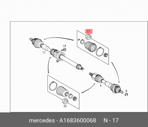 Пыльник ШРУСа (комплект) A 168 360 00 68 MERCEDES BENZ