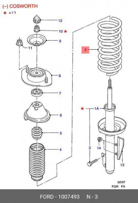 Пружина подвески 1007493 FORD