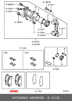 Колодки тормозные дисковые MR389508 MITSUBISHI