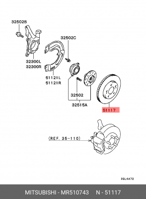 Диск тормозной MR510743 MITSUBISHI