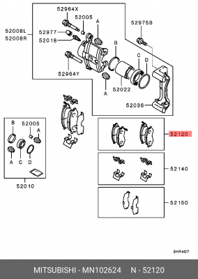 Колодки тормозные дисковые MN102624 MITSUBISHI