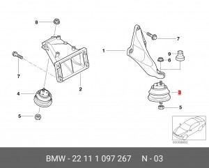 Подушка двигателя 22 11 1 097 267 BMW