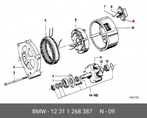 Реле регулятор напряжения генератора 12 31 1 268 387 BMW