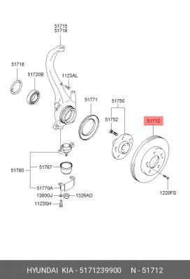 Диск тормозной 5171239900 HYUNDAI KIA