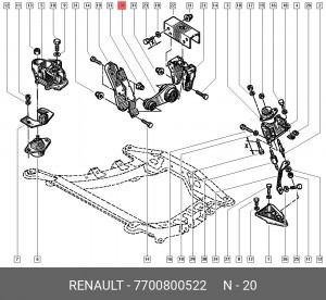 Подушка двигателя 7700800522 RENAULT