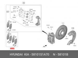 Колодки тормозные дисковые 58101S1A70 HYUNDAI KIA