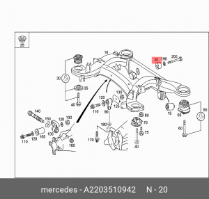 Сайлентблок задней балки A 220 351 09 42 MERCEDES BENZ