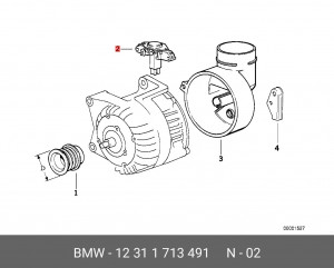 Реле регулятор напряжения генератора 12 31 1 713 491 BMW