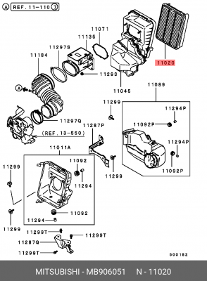 Фильтр воздушный MB906051 MITSUBISHI