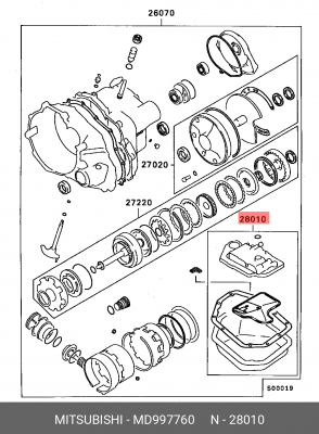 Прокладки АКПП (комплект) MD997760 MITSUBISHI