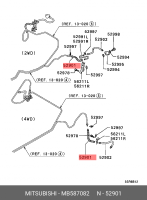 Шланг тормозной MB587082 MITSUBISHI