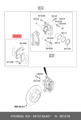 Колодки тормозные дисковые 58101A6A01 HYUNDAI KIA