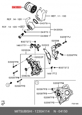 Фильтр масляный двигателя 1230A114 MITSUBISHI