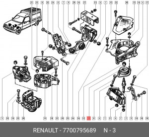 Подушка двигателя 7700795689 RENAULT