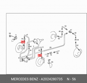 Шланг тормозной A 202 428 07 35 MERCEDES BENZ