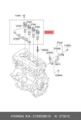 Катушка зажигания 273002B010 HYUNDAI KIA