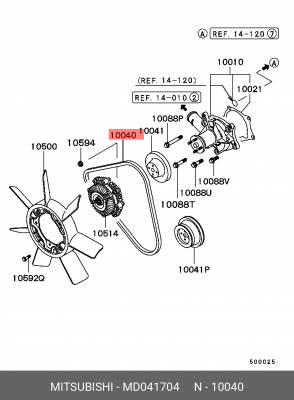 Ремень приводной MD041704 MITSUBISHI