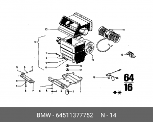 Электродвигатель, вентиляция салона 64 51 1 377 752 BMW