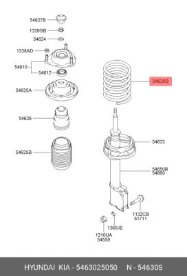 Пружина подвески 5463025050 HYUNDAI KIA