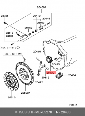 Подшипник выжимной сцепления MD703270 MITSUBISHI