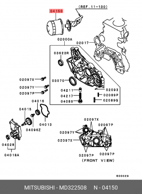 Фильтр масляный двигателя MD322508 MITSUBISHI