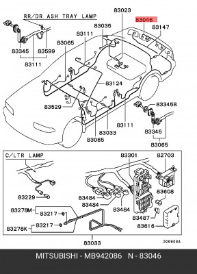 Жгут проводов крышки багажника MB942086 MITSUBISHI