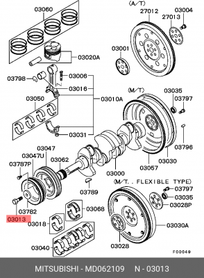 Болт шкива коленвала MD062109 MITSUBISHI