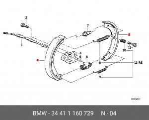 Колодки тормозные барабанные 34 41 1 160 729 BMW