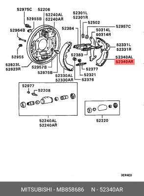 Механизм тормозной барабанный в сборе (комплект) MB858686 MITSUBISHI