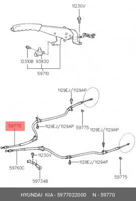 Трос ручного тормоза 5977022000 HYUNDAI KIA