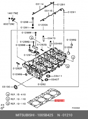 Прокладка ГБЦ 1005B425 MITSUBISHI