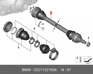 Вал привода колеса в сборе с ШРУСами 33 21 1 227 606 BMW