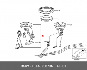 Насос электрический топливной системы 16 14 6 758 736 BMW