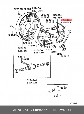 Механизм тормозной барабанный в сборе (комплект) MB366445 MITSUBISHI